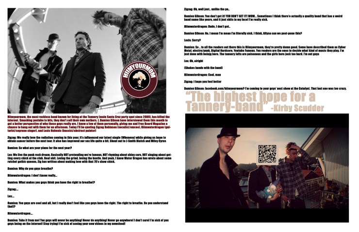 Hiimyourmom Free Board Magazine article damien gibson lexis rubenis zigzag robinson jamey jean blaze guitar bass rap singer vocalist santa cruz california 2013